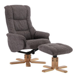 Morris Living Cairo Swivel Recliner Chair & Footstool In Grey Lisbon Fabric