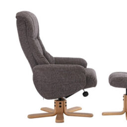 Morris Living Cairo Swivel Recliner Chair & Footstool In Grey Lisbon Fabric - thumbnail 5