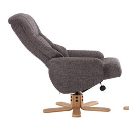 Morris Living Cairo Swivel Recliner Chair & Footstool In Grey Lisbon Fabric - thumbnail 4
