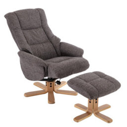 Morris Living Cairo Swivel Recliner Chair & Footstool In Grey Lisbon Fabric - thumbnail 3