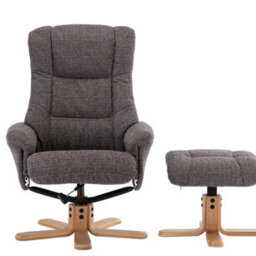 Morris Living Cairo Swivel Recliner Chair & Footstool In Grey Lisbon Fabric - thumbnail 2