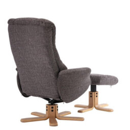 Morris Living Cairo Swivel Recliner Chair & Footstool In Grey Lisbon Fabric - thumbnail 6