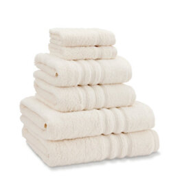 Catherine Lansfield Zero Twist Cream 6Pc Towel Bale 100% Cotton Bath, Hand And Face Towels