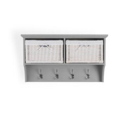 Statement Furniture Tetbury 2 White Wicker Basket And Grey Cushion Hallway Set - Dove Grey - thumbnail 6
