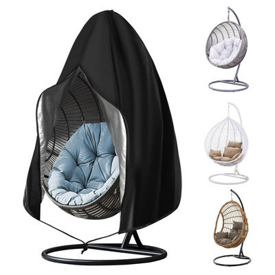 Hanging Chair Cover, 230 200Cm Egg Outdoor Garden Protective Cover With Zipper And Drawstring, Black - image 1