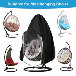 Hanging Chair Cover, 230 200Cm Egg Outdoor Garden Protective Cover With Zipper And Drawstring, Black - thumbnail 6