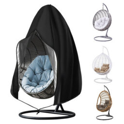 Hanging Chair Cover, 230 200Cm Egg Outdoor Garden Protective Cover With Zipper And Drawstring, Black - thumbnail 1