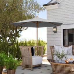 Outsunny 2.5M Wood Garden Parasol Sun Shade Outdoor Wooden Umbrella Canopy - thumbnail 1