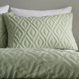 Catherine Lansfield Jacob Geo Soft Touch Double Duvet Cover Set With Pillowcases Sage Green - thumbnail 2