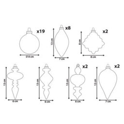 Beliani Set Of 35 Baubles Frostfall Glass Grey - thumbnail 3