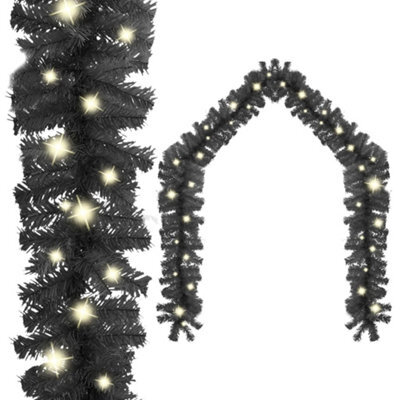 Berkfield Christmas Garland With Led Lights 10 M Black - image 1
