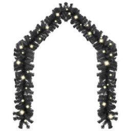 Berkfield Christmas Garland With Led Lights 10 M Black - thumbnail 2