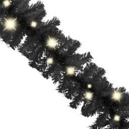 Berkfield Christmas Garland With Led Lights 10 M Black - thumbnail 3