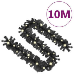 Berkfield Christmas Garland With Led Lights 10 M Black - thumbnail 7