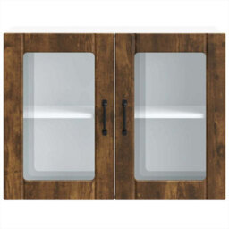 Berkfield Durable Kitchen Wall Cabinet With Glass Door Lucca Smoked Oak Engineered Wood - thumbnail 6