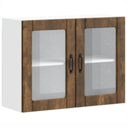 Berkfield Durable Kitchen Wall Cabinet With Glass Door Lucca Smoked Oak Engineered Wood