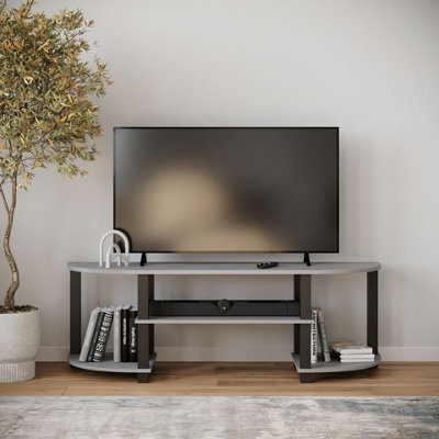 Urbn-Living Urbnliving 120Cm Wide Tv Unit Stand S-Tube Entertainment Centre Storage Shelf Living Room Grey Cabinet - image 1