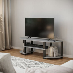 Urbn-Living Urbnliving 120Cm Wide Tv Unit Stand S-Tube Entertainment Centre Storage Shelf Living Room Grey Cabinet - thumbnail 2