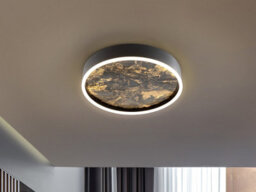 Luminosa Lighting Luminosa Stone 40Cm Integrated Led Semi Flush Ceiling Light Black 3000-6000K - Uk Stock