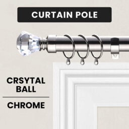 Aspire Homeware Sapphire Metal Curtain Pole With Crystal Finials Extendable Rod 160-300 Cm (Chrome) - thumbnail 7