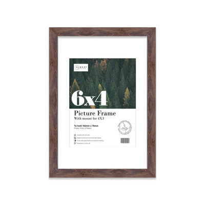 "6X4"" Walnut Frame With Mount For 4X3"" Pictures 20mm Thin Edge Portrait And Landscape Display With Wall Hooks And Kickstand" - image 1