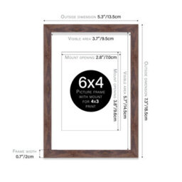 "6X4"" Walnut Frame With Mount For 4X3"" Pictures 20mm Thin Edge Portrait And Landscape Display With Wall Hooks And Kickstand" - thumbnail 2