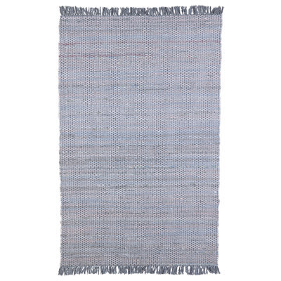 Beliani Handmade Grey Cotton Rag Rug 140 X 200 Cm Fringed Boho Rectangular Rug - image 1