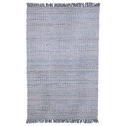Beliani Handmade Grey Cotton Rag Rug 140 X 200 Cm Fringed Boho Rectangular Rug - thumbnail 1