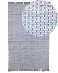 Beliani Handmade Grey Cotton Rag Rug 140 X 200 Cm Fringed Boho Rectangular Rug - thumbnail 3