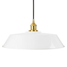 White Large Chancery Painted Dome Pendant Light With Polished Brass Lamp Holder And Black Round Cable - Se Home - thumbnail 1