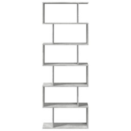 Walplus Room Divider Bookcase 6-Tier Concrete Grey 70X24X193 Cm Engineered Wood - thumbnail 5