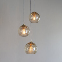 Luminosa Lighting Luminosa Dimple Modern Cluster 3 Light Pendant Brushed Brass, Champagne Glass Shade - thumbnail 3
