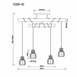 Luminosa Lighting Luminosa Mina Bar Pendant Ceiling Light Matt Black 4X E27 - thumbnail 6