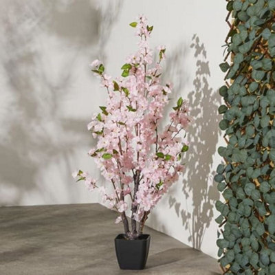 Biznest Artificial Cherry Blossom Tree Pink Uv-Resistant Indoor And Outdoor Houseplant Maintenance Free 120 Cm Tall