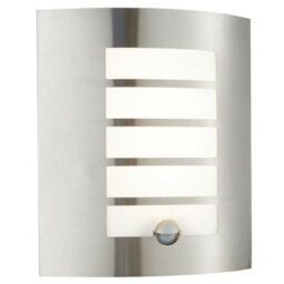 Ip44 Outdoor Wall Light Pir Motion Sensor Brushed Steel & Diffuser 7W Warm White