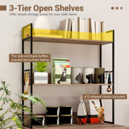 Costway Modern Cat Litter Box Enclosure Hidden Cat Washroom Cabinet-Grey - thumbnail 4
