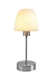 GoodHome Kluan Conical Brushed Satin White Nickel Effect Table Light - thumbnail 4