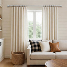 Oxford Homeware Satin Chrome Effect Extendable Curtain Pole With Metal Lamp Finials, (L)1200mm-2100mm (Dia)28mm - thumbnail 8