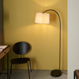Anson Lighting Orlando Floor Light Finished In Matt Black And Light Grey Fabric - thumbnail 1