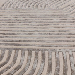 Cream Handmade Modern Striped Wool 12-14mm Thick Stain-Resistant Rug For Bedroom, Living, & Dining Room-120Cm X 170Cm - thumbnail 2