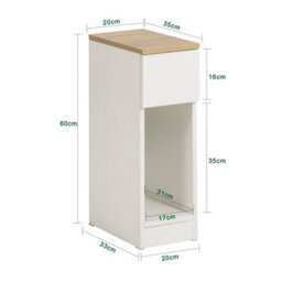 Sobuy Fbt111-Nwx2,set Of 2 Bedside Tables With 1 Drawer 20X35X60Cm Modern ,wood Effect,w20Xd35Xh60 - thumbnail 3