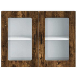 Berkfield Durable Kitchen Wall Cabinet With Glass Door Porto Smoked Oak - thumbnail 7
