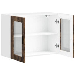 Berkfield Durable Kitchen Wall Cabinet With Glass Door Porto Smoked Oak - thumbnail 6