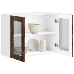 Berkfield Durable Kitchen Wall Cabinet With Glass Door Porto Smoked Oak - thumbnail 5