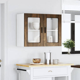 Berkfield Durable Kitchen Wall Cabinet With Glass Door Porto Smoked Oak - thumbnail 3