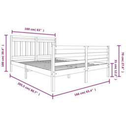 Berkfield Bed Frame Solid Wood 160X200 Cm - thumbnail 7