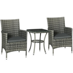 Chilli Seating Crescent Outdoor Bistro Set Grey - thumbnail 1