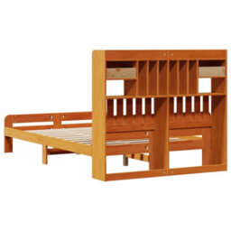 Berkfield Bookcase Bed Without Mattress Wax Brown 135X190 Cm Double Solid Wood Pine - thumbnail 6