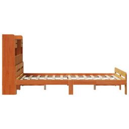 Berkfield Bookcase Bed Without Mattress Wax Brown 135X190 Cm Double Solid Wood Pine - thumbnail 5