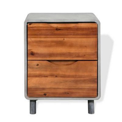 Berkfield Industrial Nightstand Concrete Solid Acacia Wood 40X30X50 Cm - image 1